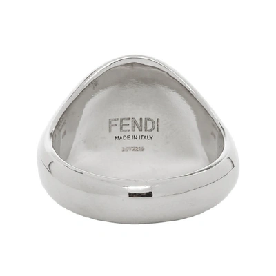 Shop Fendi Silver Karligraphy Signet Ring In F0th0 Silve
