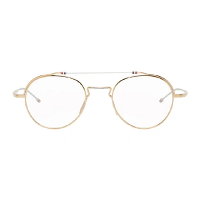 Shop Thom Browne Gold And Silver Tbx912 Glasses In Goldsilver