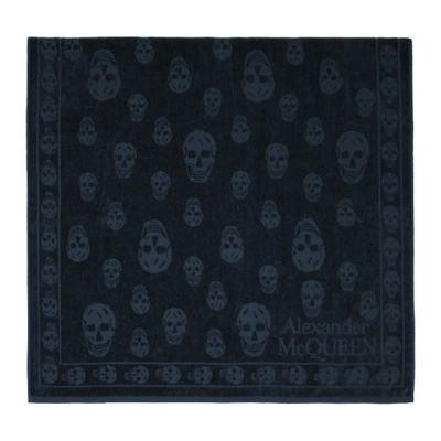 Shop Alexander Mcqueen Navy Skull Towel