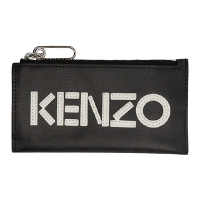 Shop Kenzo Black Logo Zip Card Holder In 99 Black