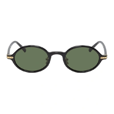 Shop Linda Farrow Luxe Black 11 C6 Sunglasses In Blkltgldgrn