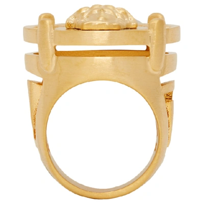 Shop Versace Gold Round Medusa Greek Ring In D00h Gold