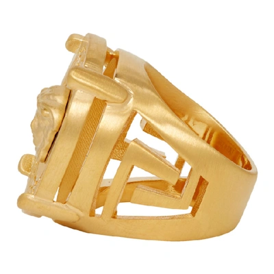 Shop Versace Gold Round Medusa Greek Ring In D00h Gold