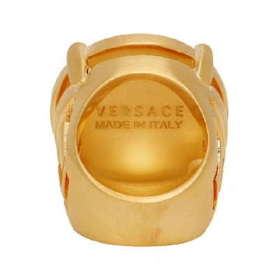 Shop Versace Gold Round Medusa Greek Ring In D00h Gold