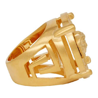 Shop Versace Gold Round Medusa Greek Ring In D00h Gold