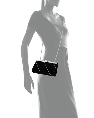 Shop Christian Louboutin Palmette Small Suede Clutch Bag In Black/silver