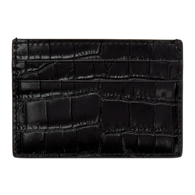 Shop Versace Black Croc Medusa Card Holder In D41oh Black