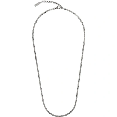 Shop Saint Laurent Silver Rectangular Tube Chain Necklace