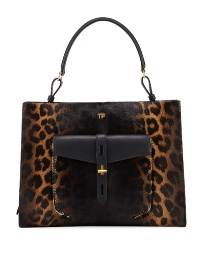 Shop Tom Ford Rialto Medium Leopard Top-handle Bag