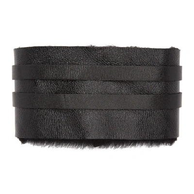 Shop Raf Simons Black Shearling Scarf In 00099 Black