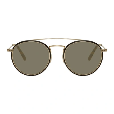 Shop Oliver Peoples Gold Ellice Sunglasses In Goldblack