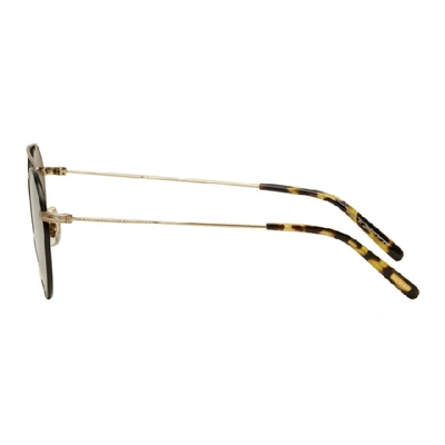 Shop Oliver Peoples Gold Ellice Sunglasses In Goldblack