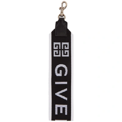 Shop Givenchy Black And White Large 4g Logo Keychain In 004-blk/wht