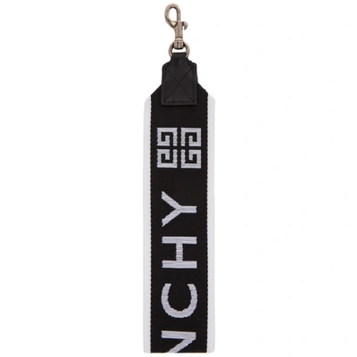 Shop Givenchy Black And White Large 4g Logo Keychain In 004-blk/wht