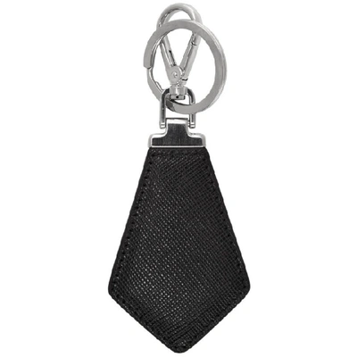 Shop Prada Black Saffiano Logo Keychain