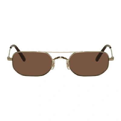 Shop Oliver Peoples Gold Indio Sunglasses In Rosewood