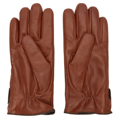 Shop Giorgio Armani Brown Lambskin Gloves