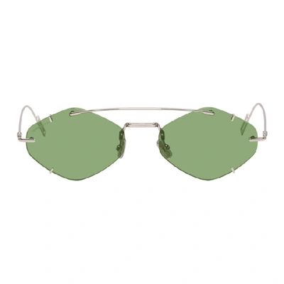 Shop Dior Homme Silver And Green Inclusion Sunglasses In Palladium Green