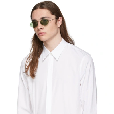 Shop Dior Homme Silver And Green Inclusion Sunglasses In Palladium Green