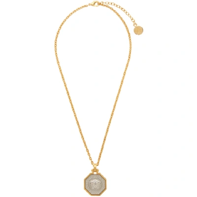 Shop Versace Gold Octagon Medusa Pendant Necklace