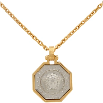 Shop Versace Gold Octagon Medusa Pendant Necklace