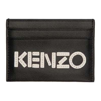 Shop Kenzo Black & White Logo Card Holder In 99 Black