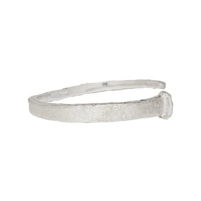 Shop Pearls Before Swine Silver Forged Textured Bangle Bracelet In .925 Silver