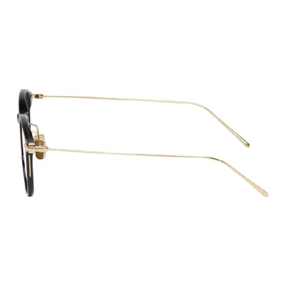 Shop Linda Farrow Luxe Black And Gold 16 C1 Glasses In Blkgld