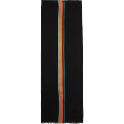 Shop Paul Smith Black Artist Central Stripe Scarf In 79 Blk Mult