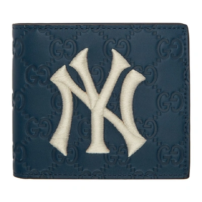 Shop Gucci Navy Ny Yankees Edition Gg Wallet In 4769 Navy