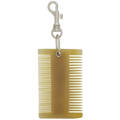 Shop Dheygere Beige Horn Comb Keychain In Silver/horn