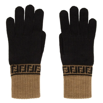 Shop Fendi Brown And Black Forever  Gloves In F0pjn Brown
