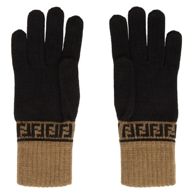 Shop Fendi Brown And Black Forever  Gloves In F0pjn Brown