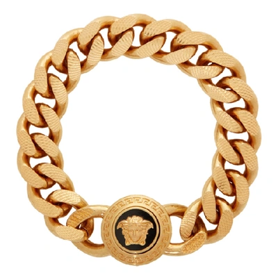 Shop Versace Gold Tribute Bracelet In K41t Gldblk