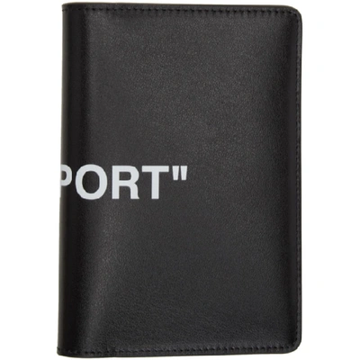 Shop Off-white Black Quote Passport Holder In 1001 Blkwht