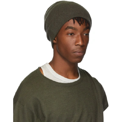 Shop Frenckenberger Green Cashmere Beanie In Dark Olive