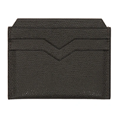 Shop Valextra Grey 4cc Card Holder In Fumo Grey