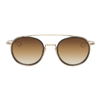 Shop Dita Gold And Black System-two Sunglasses In Gldblk/brow
