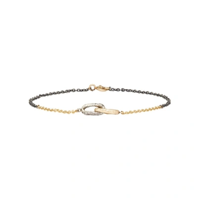 Shop Pearls Before Swine Silver And Gold Textured Link Bracelet In Ylwgld/silv