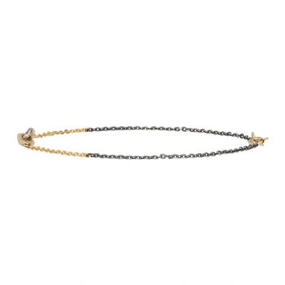 Shop Pearls Before Swine Silver And Gold Textured Link Bracelet In Ylwgld/silv