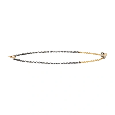Shop Pearls Before Swine Silver And Gold Textured Link Bracelet In Ylwgld/silv
