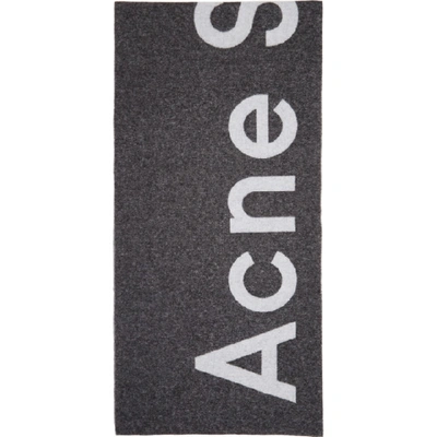 Shop Acne Studios Black Logo Scarf
