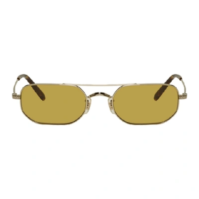 Shop Oliver Peoples Gold Indio Sunglasses In Amber