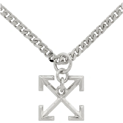 Shop Off-white Silver Arrow Necklace In 9100 Silver