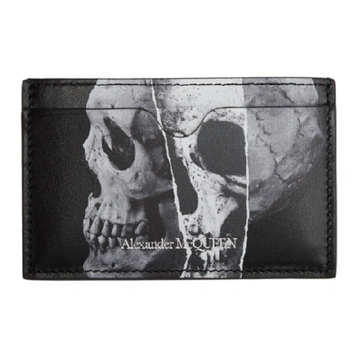 Shop Alexander Mcqueen Black Torn Skull Card Holder In 1000 Black