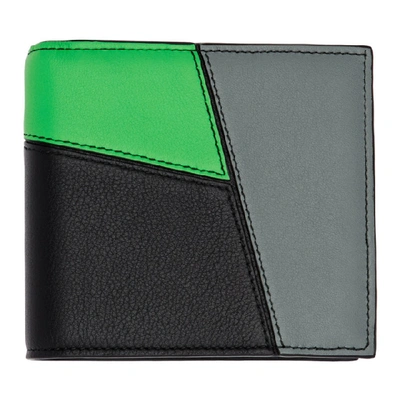 Shop Loewe Navy And Green Puzzle Bifold Coin Wallet In 8396deep Bl