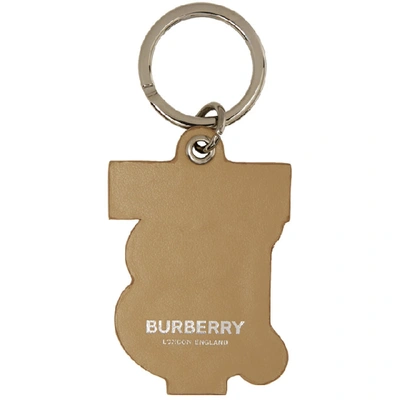 Shop Burberry Beige And Red Rubber Novelty Logo Keychain In Vermillion