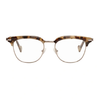 Shop Moncler Beige Tortoiseshell Ml5021 Glasses In A55 Black