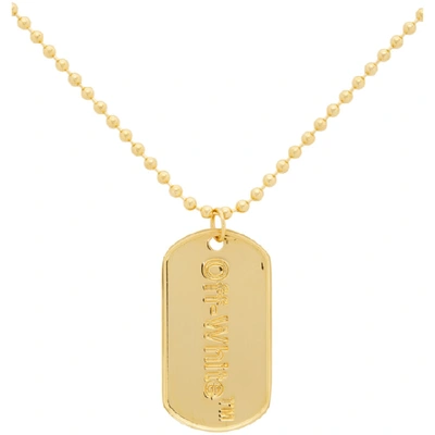 Shop Off-white Ssense Exclusive Gold Logo Dog Tag Necklace