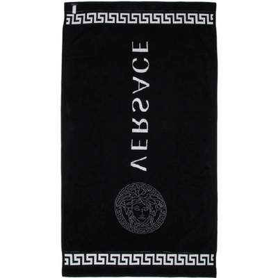 Shop Versace Underwear Grey Logo Towel In A001 White